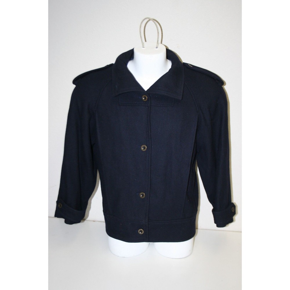 Vintage J. Gallery Women's High End Navy Blue Pea Coat Jacket Size 5/6 RARE - Picture 2 of 12